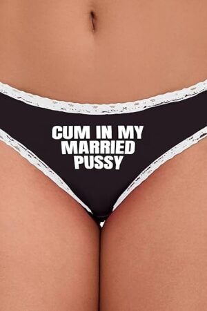 Cum In My Married Pussy Hotwife Vixen Shared Bareback Black and White Bikini Panties Adult Flirty Fun