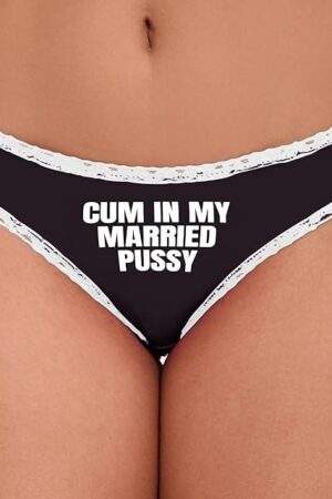 Knaughty Knickers Cum In My Married Pussy Hotwife Vixen Shared Bareback Black and White Bikini Panties Adult Flirty Fun