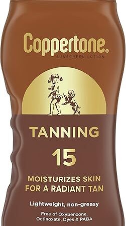 Coppertone Tanning Sunscreen Lotion, SPF 15 Broad Spectrum Sunscreen, 8 Fl Oz