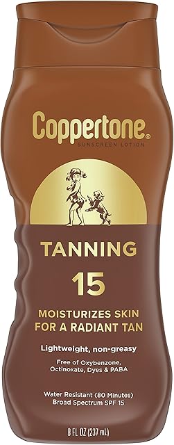 Coppertone Tanning Sunscreen Lotion, SPF 15 Broad Spectrum Sunscreen, 8 Fl Oz