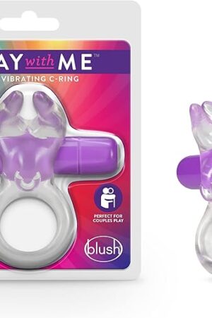Blush Novelties - Play with Bull Vibrating C Ring - Clitoris Nestles Between The Vibrating Horns - Stretchy Fits All Penises - IPX7 Waterproof - Sexual Enhancer for Couples - Stay Hard Longer - Purple