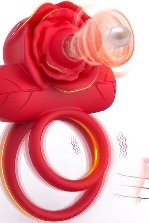 Vibrating Cock Ring Sex Toys for Men, Penis Ring Vibrator Clitoral Stimulator with Sucking Play, 10 Vibrations Rose Adult Couple Sex Toys for Male Female Pleasure