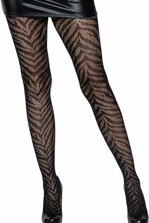 Womens Dark Alternative Animal Fishnet Tights, Zebra, O/S