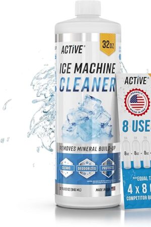 ACTIVE Ice Machine Cleaner Maker Descaler - 32 fl oz (8 Uses) Nickel Safe Ice Maker Cleaner Solution - Compatible with Whirlpool 4396808, Scotsman,Manitowoc,Hoshizaki, GE Opal Cleaning Kit - USA Made