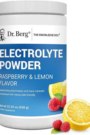 Dr Berg Zero Sugar Hydration Keto Electrolyte Powder - Enhanced w/ 1000 mg of Potassium & Real Pink Himalayan Salt (NOT Table Salt) - Raspberry & Lemon Flavor Hydration Drink Supplement, 100 Servings