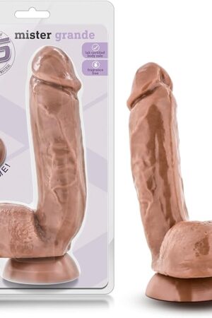 Blush Novelties X5 - Mister Grande - 8 1/2 Inch Long Hand Sculpted Shape Fragrance Free Soft Flexible Realistic Dildo - Suction Cup Harness Compatible Adult Toys - Sex Toy for Couples - Latin