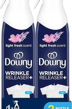 Downy Wrinkle Releaser Spray | All In One Wrinkle Release Spray, Odor Eliminator, Static Remover | Fabric Refresher & Ironing Aid for Clothes | 97 Fl Oz (Pack of 2), Fresh Scent