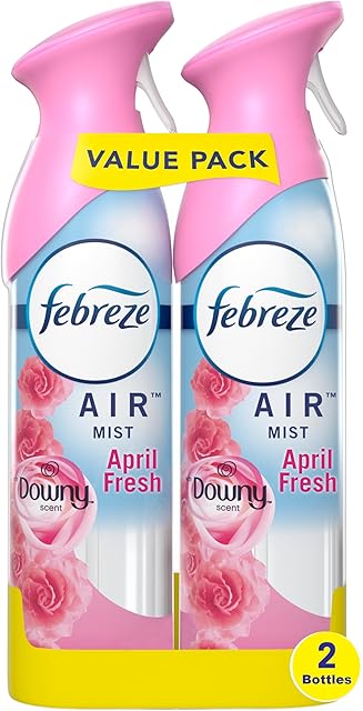Febreze Air Mist Air Freshener Spray, Odor-Fighting Room Spray, Air Fresheners for Home and Bathroom and Kitchen, Aerosol Can, Downy April Fresh Scent, 88oz, 2 Count