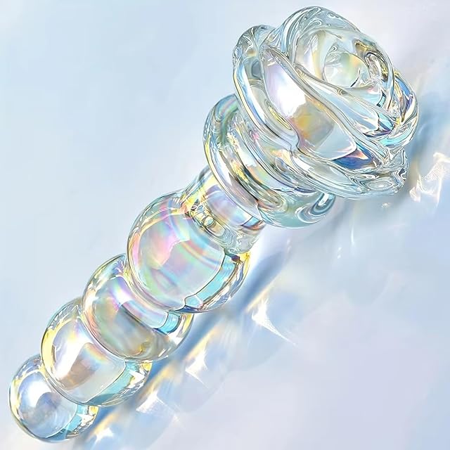 Glass Dildo Anal Beads Adult Sex Toys for Couples,Fantasy Clear Dildo Glass Butt Plug Anal Toy for Women Vaginal Dilators, Realistic Dildos Prostate Massager Anal Sex Toy for Men Women