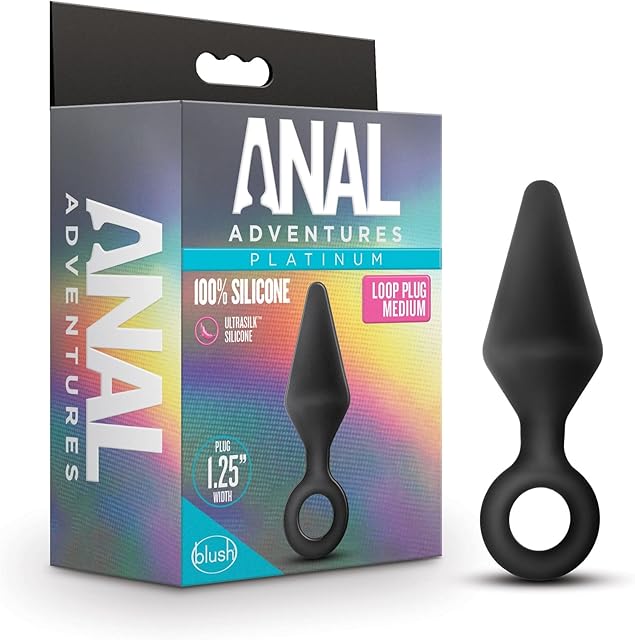 Blush Novelties Anal Adventures Platinum Silicone Beginner Plug Medium - Tapered Plug for Anal Training - Flexible Safe Base for Safety and Long Term Wear - Adult Sex Toy for Men, Women, & Couples