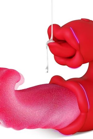 Vibrator Adult Sex Toys for Women - 4 in 1 Tongue Thrusting Vibrators Dildo Rose Sex Toys with 10 Licking Clitoral & 10 Vibration Mode, G Spot Clit Stimulator Tongue Toy for Women Couples Games