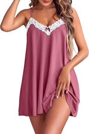 Women Lace Nightgown Sexy Spaghetti Strap Cami Sleeveless Chemise Sleepwear Sleep Dress