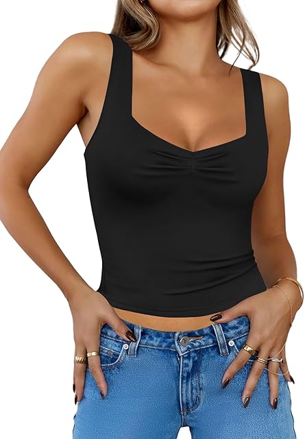 Women Going Out Crop Tank Tops Backless Sweetheart Neck Ruched Y2K Summer Slim Fit Cute Top