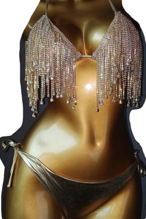 FurinFashion RED1 Sexy Underwear Shiny Bikini Swimsuit Pajamas Three-Point Bra Underwear Sexy Lingerie (M, Blue)