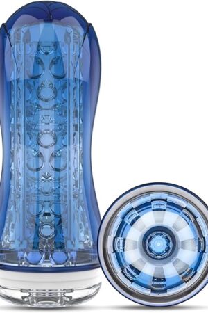 Alovegarden Male Masturbator Manual Reusable Handheld with Lifelike Ultra-Soft Textured, Blue Transparent, (Presentation May Vary)