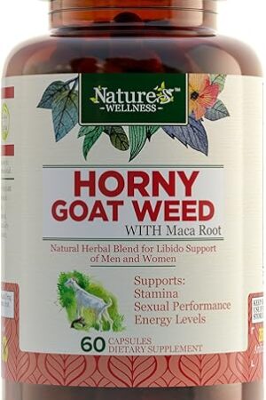 Horny Goat Weed Extract with Maca, Tribulus, L-Arginine, Ginseng - Enhance Energy & Performance for Men & Women - Boost Libido, Stamina & Sexual Health - 1000 mg Epimedium with Icariins Supplement