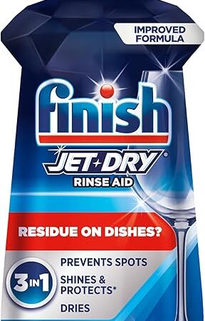 Finish Jet-Dry Dishwasher Rinse Aid, Compatible with Dishwasher Detergent, Prevents Spots & Residues, Dries, Shine & Protects, 23 oz, 225 Washes
