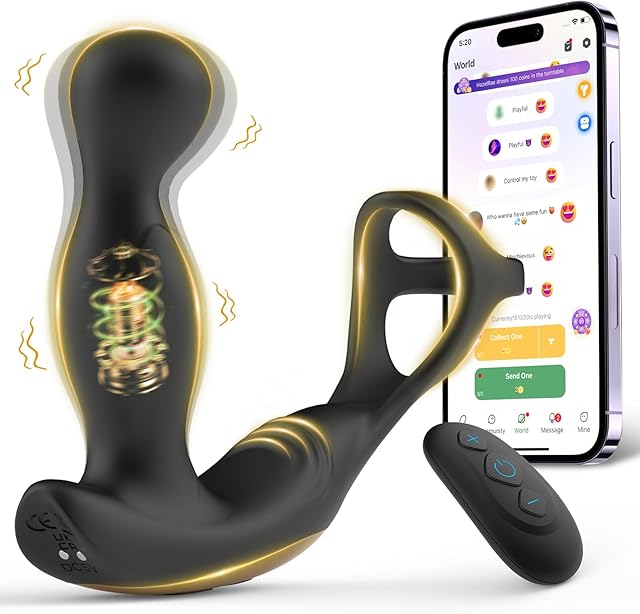 Generic 3 in 1 Vibrating Vibrator for Couple, Cock Ring with 10 Vibrating Modes, Prostate Massager Men's Penis Vibrators, Perineum, G spot, Clitorals Stimulator for Women Adult Sex Toys & Games Black