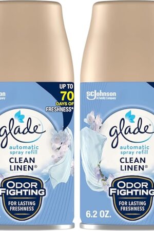 Glade Automatic Spray Air Freshener Refill, Scented Air Freshener for Home and Bathroom, Clean Linen, 62 Oz, 2 Count