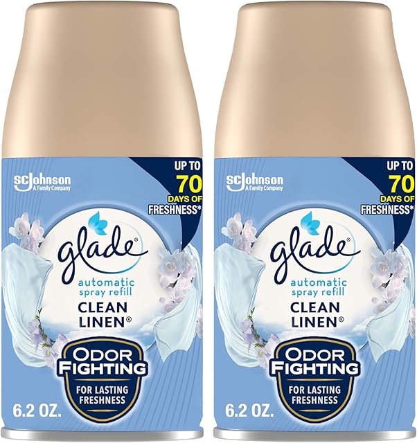 Glade Automatic Spray Air Freshener Refill, Scented Air Freshener for Home and Bathroom, Clean Linen, 62 Oz, 2 Count