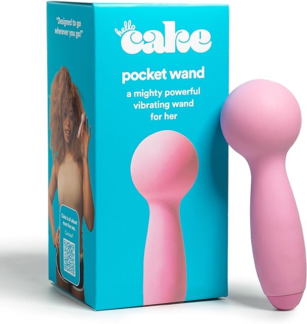 Hello Cake Pocket Wand - Handheld Clitoral Bullet Vibrator for Women with Smooth Silicone Tip - Powerful Travel-Sized Adult Toy with 6 Vibrating Modes - Rechargeable & Shower Ready