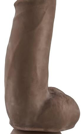 Eden Adult Sex Toys - Realistic Triple Density Dildo - 7 Inch Posable Shaft Girthy Dildo with Suction Cup - Strap-On Ready Skinlike Penis for Vaginal & Anal Stimulation - Women Men Couples - Chocolate