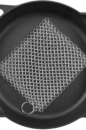 Cast Iron Cleaner 8"x6" 316L Stainless Steel Chainmail Scrubber for Griddle Skillet Dutch Oven Wok Stainless Steel Pot Cast Iron Pan
