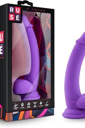 Blush Novelties Ruse D Thang, 7.75" Platinum Cured Purio Silicone Dildo, Satin Smooth Ultrasilk 1.25" Shaft, Strap-On Compatible, Suction Cup Base for Hands-Free Play, Adult Toy for Women - Purple