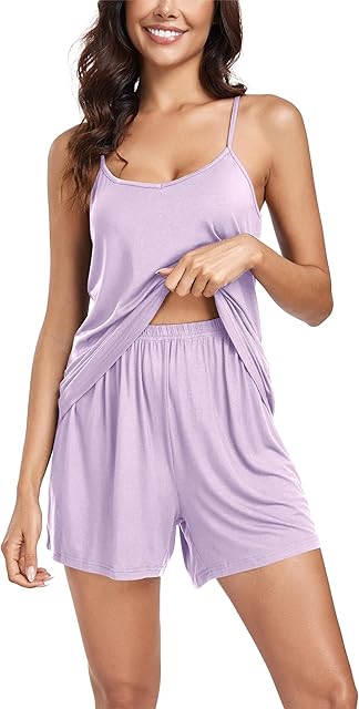 Women's Pajamas Set Sexy 2 Piece Modal Cami Sleepwear with Pajama Shorts PJ Sets Summer Sleep Sets for Ladies