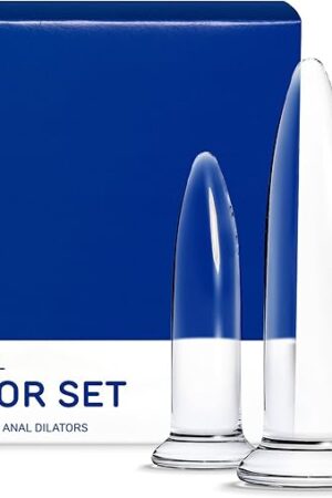 Glass Anal Dilator Set, 3-Piece Trainer Butt Plug Kit, Body-Safe Borosilicate Glass Plugs with Temperature-Adjustable Surface