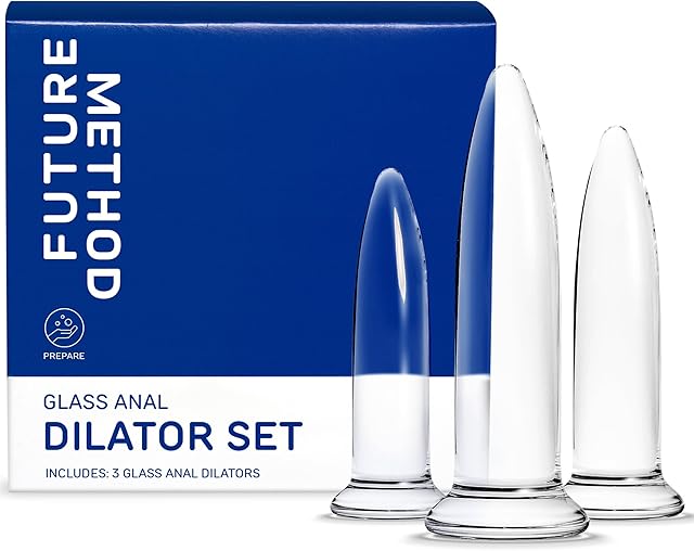 Glass Anal Dilator Set, 3-Piece Trainer Butt Plug Kit, Body-Safe Borosilicate Glass Plugs with Temperature-Adjustable Surface