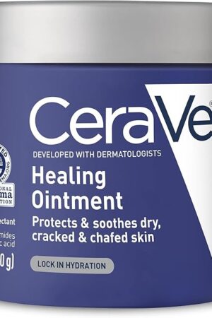 CeraVe Healing Ointment, Hydrating Skin Protectant With Petrolatum, Hyaluronic Acid & Ceramides, Face & Body Skin Barrier Repair For Cracked, Chafed, Dry Skin, Fragrance Free & Lanolin Free, 12 Oz