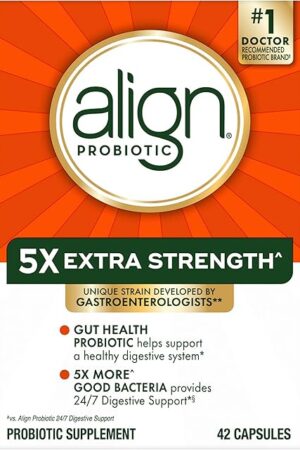 Align Probiotic Extra Strength, Probiotics for Women and Men, #1 Doctor Recommended Brand?, 5X More Good Bacteria^ to Help Support a Healthy Digestive System*, 42 Capsules (Packaging May Vary)