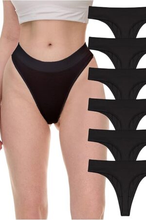 Women's Active Sport Thongs | Cotton Hi Waist Underwear - Multi Packs
