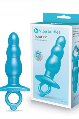 b-Vibe Butties Anal Plug - Prostate Tapered Silicone Butt Plugs, Anal Toys for Adults (Bounce, Blue)