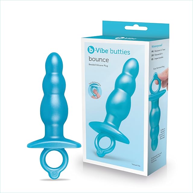 b-Vibe Butties Anal Plug - Prostate Tapered Silicone Butt Plugs, Anal Toys for Adults (Bounce, Blue)