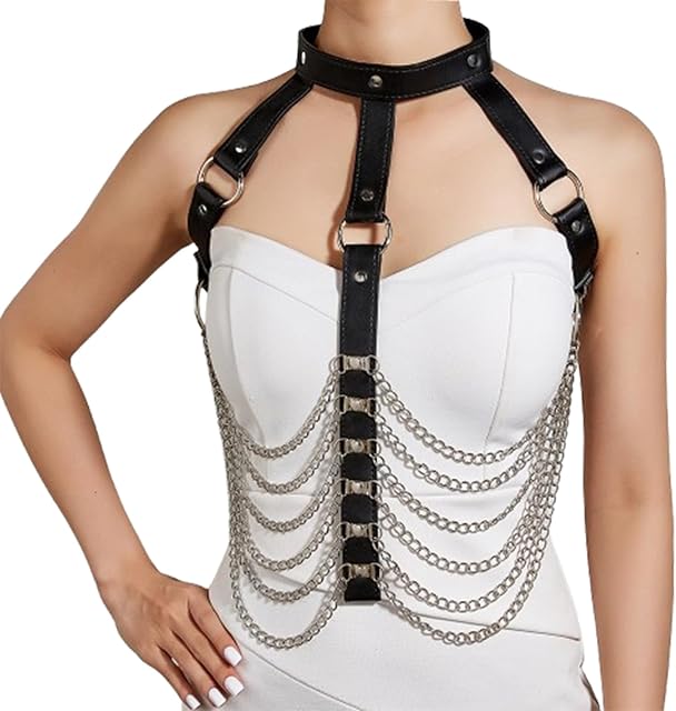 Women's Harness Belt Costume Body Chest for Women Body Harness with Straps Chest Chain Punk BDSM-Inspired Lingerie Harness for Women Adjustable Buckle Clothes Outfits, Nightclub Cosplay Clubwear