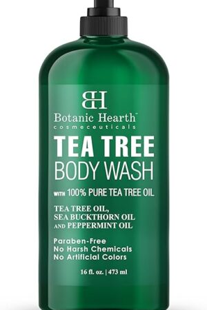 Botanic Hearth Tea Tree Body Wash | 16 Fl Oz | Helps Soothe Itchy, Dry Skin, Antifungal Body Wash With 100% Pure Tea Tree Oil | Sulfate Free, Paraben Free, For Men And Women