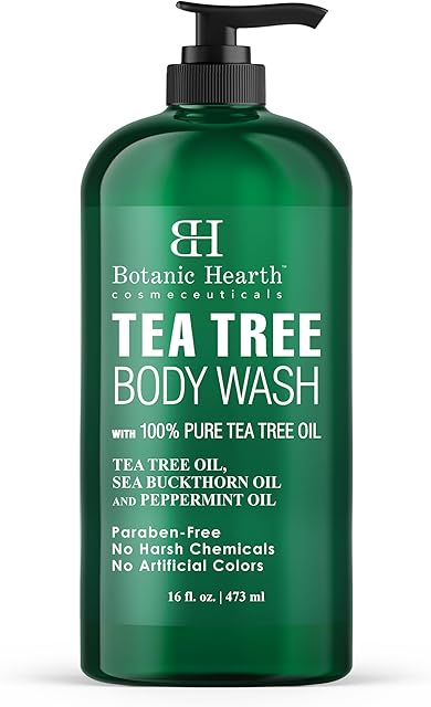 Botanic Hearth Tea Tree Body Wash | 16 Fl Oz | Helps Soothe Itchy, Dry Skin, Antifungal Body Wash With 100% Pure Tea Tree Oil | Sulfate Free, Paraben Free, For Men And Women