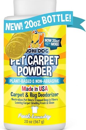 Bodhi Dog Natural Carpet Deodorizer Powder - Dry Pet Smell Eliminator & Urine Odor Remover - Loosens Fur & Dirt - Plant-Based Room Freshener for Vacuuming Home - Fresh Laundry (Pack of 1)