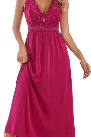 Women's Sexy Lingerie Sheer Mesh Babydoll Sleepwear Pajamas Lace V Neck Sleeveless Chemise Nightgowns 3805