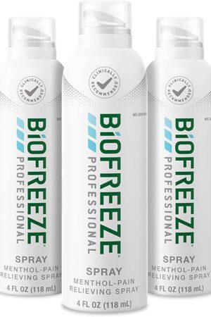 Biofreeze Professional Pain Relief Spray for Knee, Neck, Hip, Joint, Shoulder, & Simple Backache, Arthritis Pain Reliever, Sore Muscle Relief, Colorless Menthol Spray 4 Fl Oz (Pack of 3)