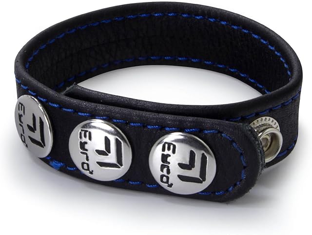 LeLuv Leather Strap Cock Ring Adjustable Strap 3 Snap Black