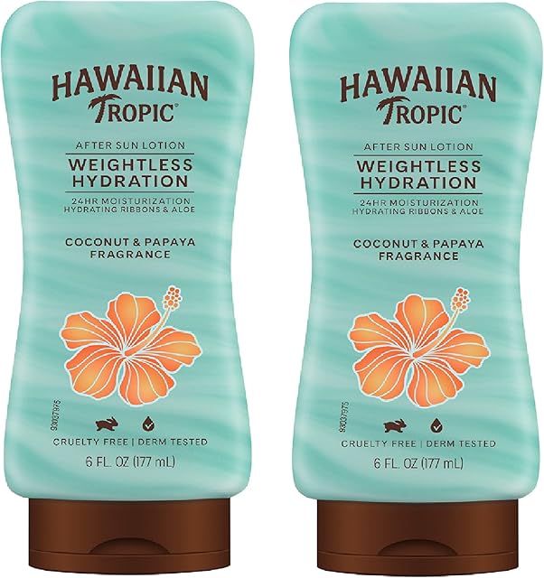 Hawaiian Tropic Weightless Hydration After Sun Lotion with Aloe, 6oz Twin Pack | Hawaiian Tropic Lotion, Moisturizing Lotion, After Sun Care, After Sun Moisturizer, 6oz each Twin Pack