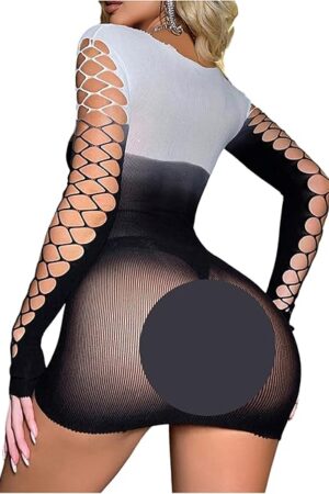 Women Sexy Fishnet Bodycon Lingerie Dress Hollow Out Sheer Babydoll Nightgown