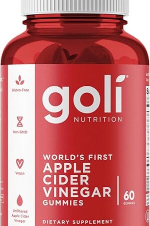 Goli Apple Cider Vinegar Gummy Vitamins - 60 Count - Vitamin B12, Gelatin-Free, Gluten-Free, Vegan & Non-GMO