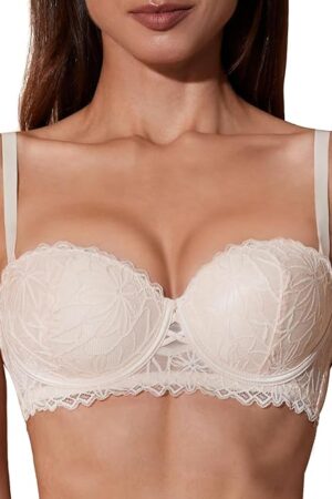 Balconette Bras Women Lightly Lined Sexy Lace Demi Underwire Bra Half Cup Padded Push Up Bralette