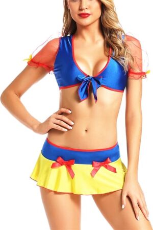 Women's Sexy Cosplay Lingerie Princess Costumes Dress Strappy Mesh Mini Skirt