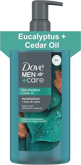 DOVE MEN + CARE Body Wash Eucalyptus + Cedar Oil to Rebuild Skin in the Shower with Plant-Based Cleansers and Moisturizers 26 oz