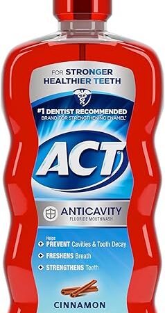 ACT Anticavity Zero Alcohol Fluoride Mouthwash 18 fl. oz., With Accurate Dosing Cup, Cinnamon (Pack of 1)